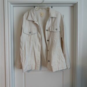 Cream Corduroy Button-Front Women's Jean Jacket
